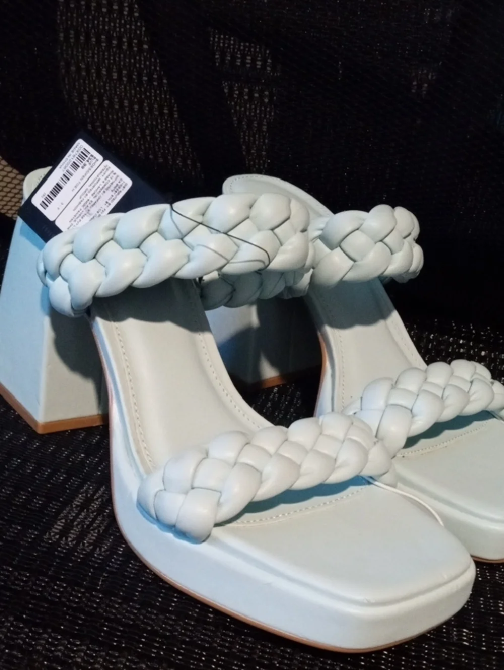 Forever 21 Pale Blue Braided Double-Strap Block Heel Sandals - Picture 6 of 15